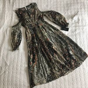 Cold shoulder floral midi dress Zara